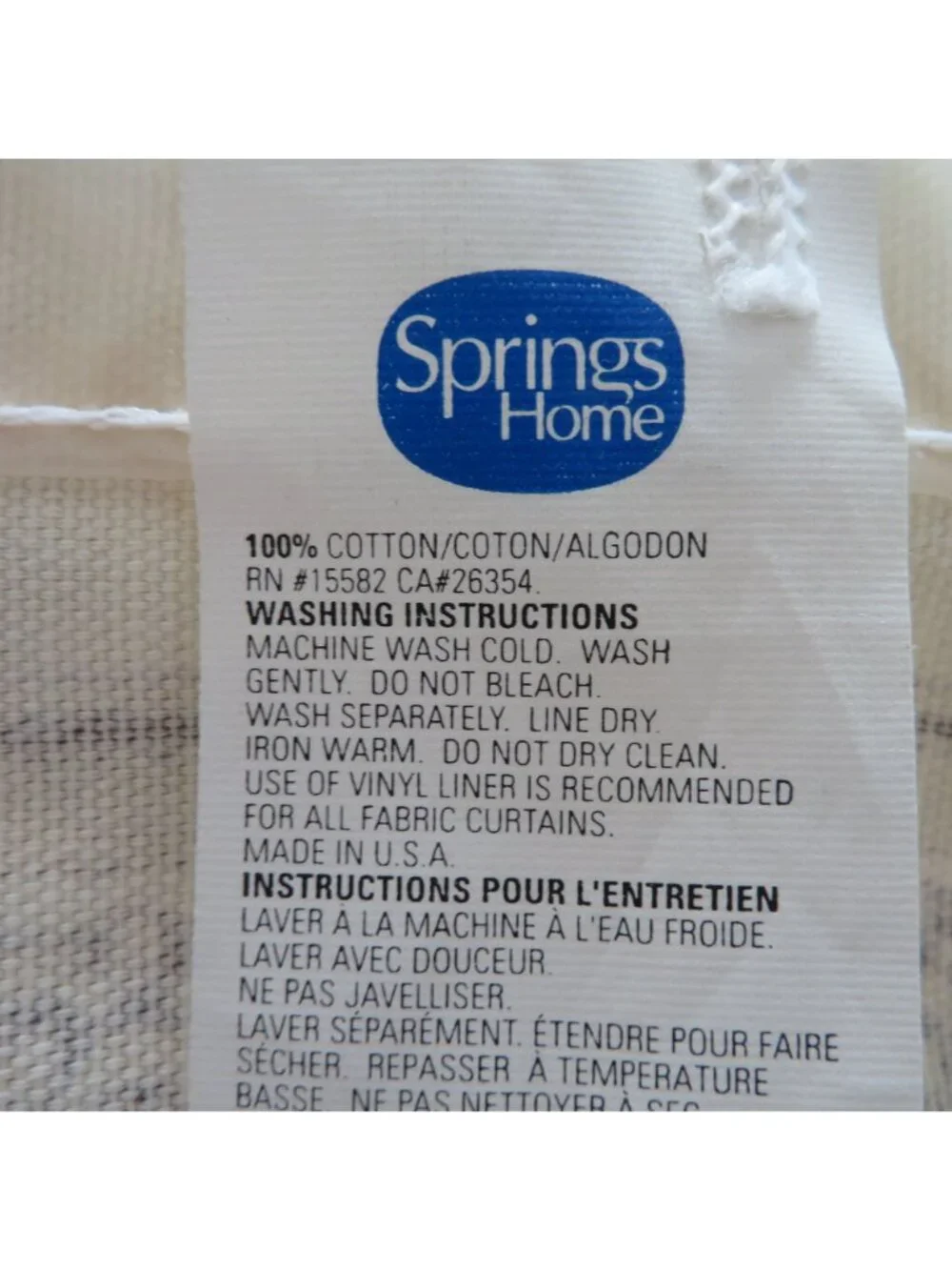 Vintage Springs Home Fabric Shower Curtain Beige Palms Lattice Cotton USA Made